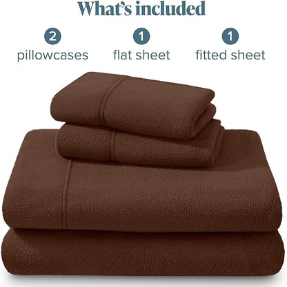Bare Home Super Soft Fleece Sheet Set - Full Size - Extra Plush Polar Fleece, No-Pilling Bed Sheets - All Season Cozy Warmth (Full, Cocoa)