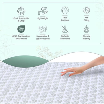 Feather & Stitch Softest 100% Cotton Sheets, 300 Thread Count Percale Weave Bedding, 16" Deep Pocket, Cooling Sheets, Breathable Bed Set, Hotel Premium Quality (King, Royal Aura)