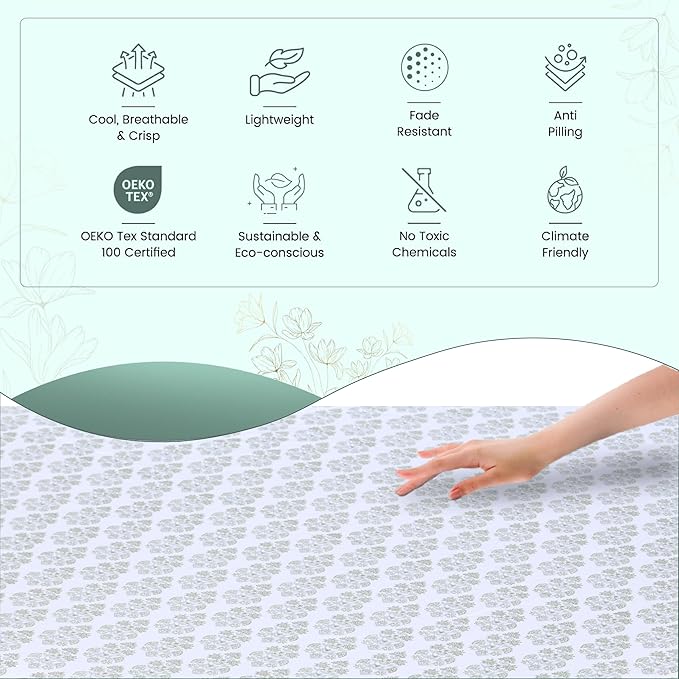 Feather & Stitch Softest 100% Cotton Sheets, 300 Thread Count Percale Weave Bedding, 16" Deep Pocket, Cooling Sheets, Breathable Bed Set, Hotel Premium Quality (Full, Royal Aura)