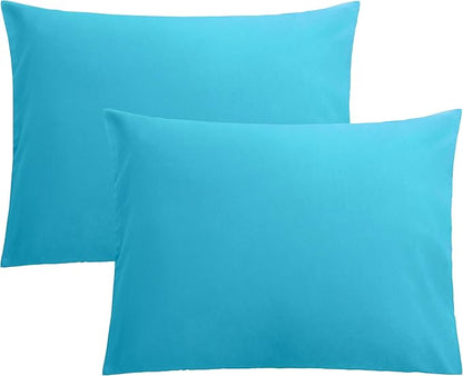 FLXXIE Pillow Cases Standard Size, Soft Microfiber Pillow Covers with Envelope Closure, Wrinkle, Stain Resistant Pillowcases, 2 Piece Set, 20x26, Blue