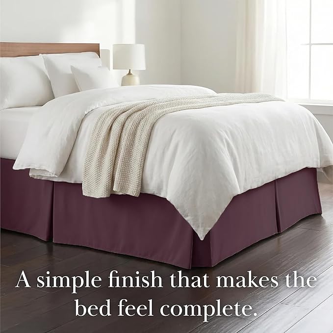 Southshore Fine Living, Inc. California King Bed Skirt - 14" Drop, Luxury Pleated Bed Skirts, California King Bedding Dust Ruffle, California King Size Bed Skirting, Purple