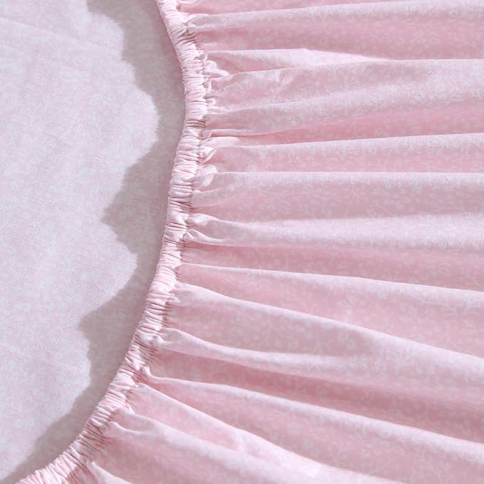 Laura Ashley - Twin Sheet Set, Crisp & Cool Cotton Percale Bedding with Deep Pockets, Lightweight for Year Round Comfort, Bed Sheets with Matching Pillowcase (Victorian Scroll Pink)