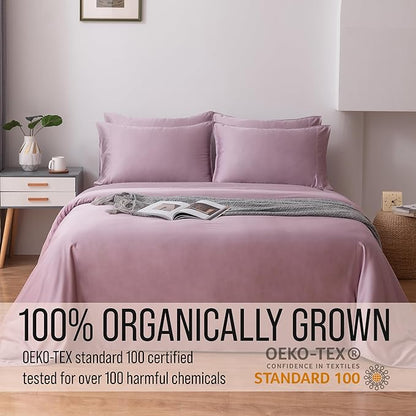 Bella Coterie 6 Piece Luxury Bamboo Viscose California King Size Sheet Set | 100% Organically Grown | Cooling for Hot Sleepers | 18" Deep Pocket | Soft & Hypoallergenic | 4 Pillowcases [Lilac]