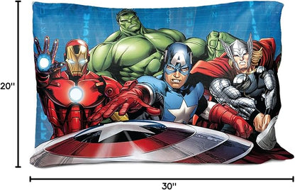 Jay Franco Marvel Avengers Halo 2 Pack Pillowcase - Double-Sided Kids Super Soft Bedding Features Captain America, Hulk, Iron Man, & Spiderman