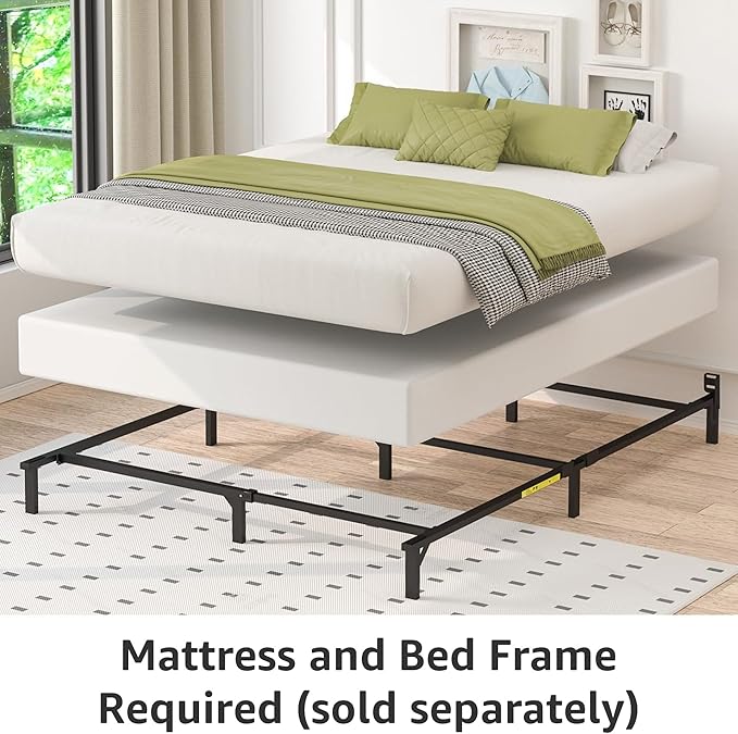 Amazon Basics Smart Box Spring Bed Base, 9-Inch Height Mattress Foundation, Tool-Free Easy Assembly, Metal Frame, Cal King, 83" x 71" x 9", White