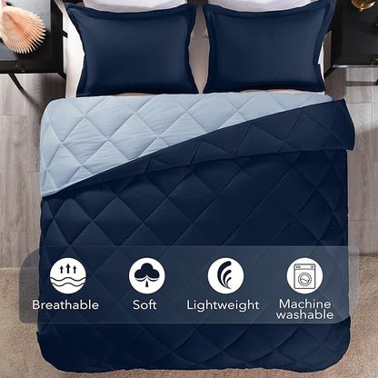 downluxe Twin Comforter Set - Blue and Sapphire Twin Comforter, Soft Bedding Sets for All Seasons -2 Pieces - 1 Comforter (66"x92") and 1 Pillow Sham(20"x26")