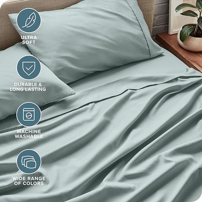 Bare Home Twin Sheet Set - 1800 Ultra-Soft Microfiber Twin Bed Sheets - Double Brushed - Deep Pockets - Easy Fit - 3 Piece Set - Bedding Sheets & Pillowcases (Twin, Sea Spray)