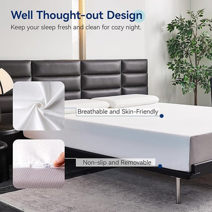 Amazon Basics Breathable Gel Memory Foam Mattress, Medium Firm, 10 Inch, King, White/Grey
