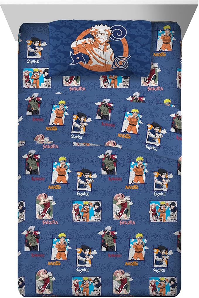 Collectibles Naruto Akatsuki Anime Bedding Super Soft Cozy Microfiber 3 Piece Twin Sheet Set, (Officially Licensed Product) By Franco