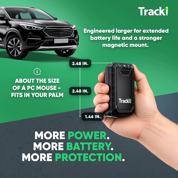 Tracki Pro GPS Tracker for Vehicles, Subscription Required, Cancel Anytime – Track Cars & Assets for Months – Hidden GPS Tracker for Car (Tracker + 2Y Subs.)