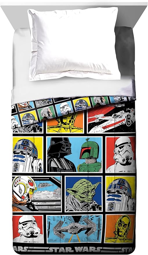 Jay Franco Kids Comforter - Super Soft Reversible Bedding Polyester Microfiber Fill, Multi - Star Wars, Full