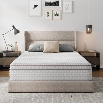 Novilla 14 Inch Queen Mattress, Hybrid Queen Size Mattresses in a Box with Smarts™ Coil Pocket Spring for Pressure Relief, Medium Firm Colchones with Comfort Foam, CertiPUR-US Certified