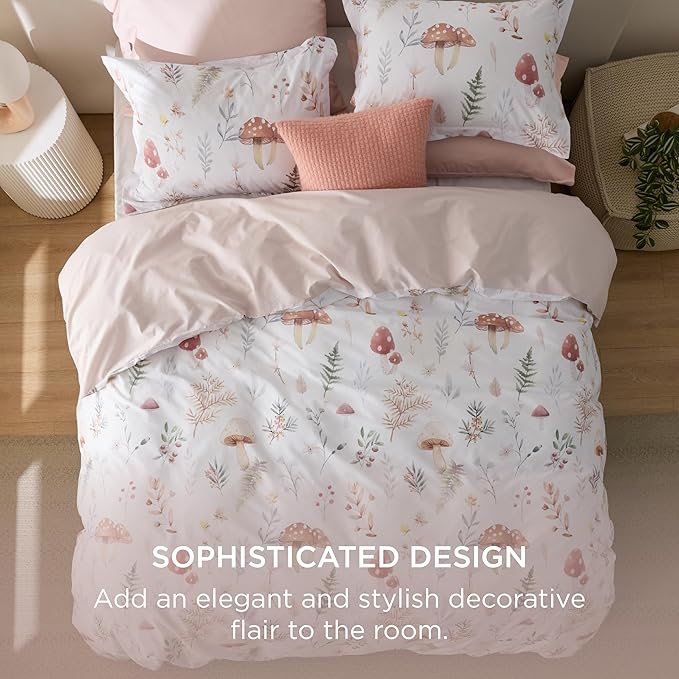 Bedsure Duvet Cover Twin Size - 100% Cotton Reversible Cute Flower Floral Duvet Cover Set with Zipper Closure, 2 Pieces Soft & Breathable PureWoven Shell Beige Bedding Set with 1 Pillow Sham 20"x26"