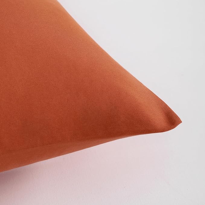 FLXXIE Pillow Cases Queen, Soft Microfiber Pillow Covers with Envelope Closure, Wrinkle Resistant Pillowcases, 2 Piece Set, 20x30, Burnt Orange