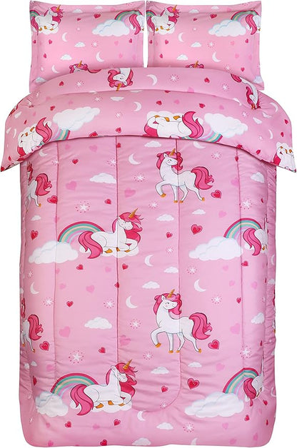 Utopia Bedding Unicorn Kids Comforter Set with 2 Pillow Shams, 3 Piece Soft Microfiber Twin Bed Comforter with Pillow Shams, Printed Kids Bedding for Boys and Girls, Lightweight, Breathable,Easy Care