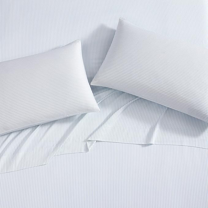 Laura Ashley Home - Standard Pillowcase Set, Breathable Percale Cotton Bedding, Crisp & Cool Home Decor (Ramona Blue, 2 Piece) (USHSHC1226257)