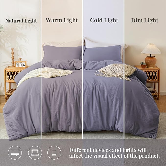 MILDLY Super Soft Duvet Cover 2pcs - 100% Washed Microfiber Comforter Cover Set with Zipper Closure & Corner Ties (No Comforter)