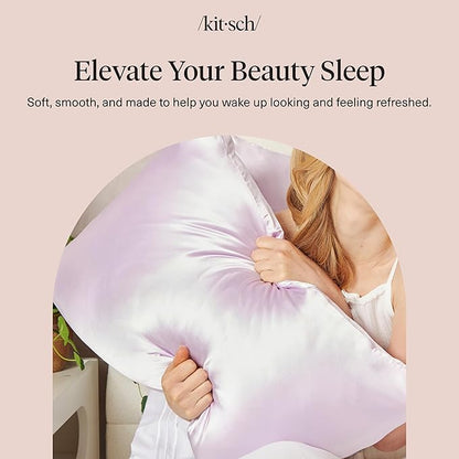 Kitsch Satin Pillowcase with Zipper for Hair & Skin - Softer Than Silk Pillow Cases, Smooth Cooling Satin Pillow Case, Wrinkle-Free, Machine Washable, Pillow Cases Standard Size 19x26 - Lavender