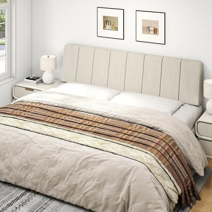 King Size Headboard Only-No Assembly Required, Beige | Easy to use no assembly required, Linen fabric and extra-thick foam for added comfort, Modern style headboard king size