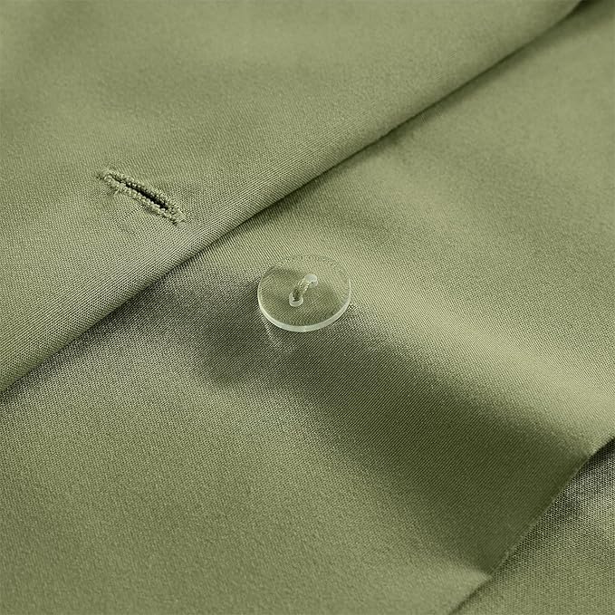 Mellanni Duvet Cover Set - 5 PC Iconic Collection Bedding Set - Hotel Luxury, Extra Soft & Cooling - Microfiber - Button Closure and Corner Ties (Full, Sage)