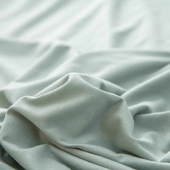 PURE ERA Jersey Knit Pillowcases 100% T-Shirt Cotton Super Soft Comfy Breathable, Set of 2, Standard 20" x 26", Solid Sage Green