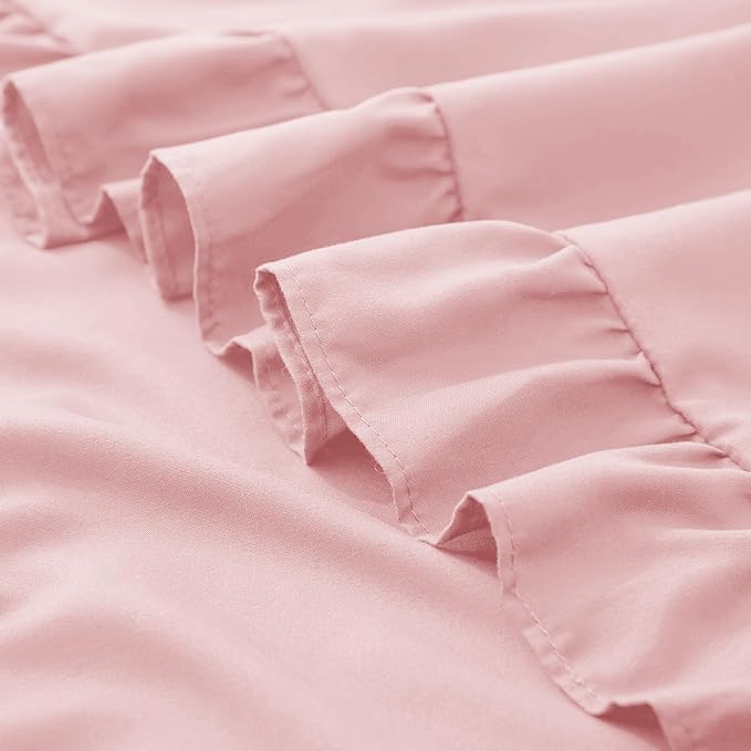 KKJIAF Ruffle Pillow Cases Standard Size Set of 2, Ruffled Pillow Covers with Envelope Closure, Wrinkle Resistant Pillowcases 20" x 26", Ruffled Pillow Shams, Light Pink