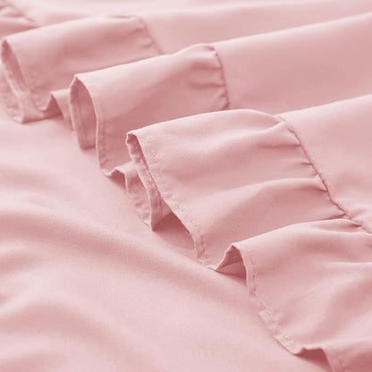 KKJIAF Ruffle Pillow Cases Standard Size Set of 2, Ruffled Pillow Covers with Envelope Closure, Wrinkle Resistant Pillowcases 20" x 26", Ruffled Pillow Shams, Light Pink