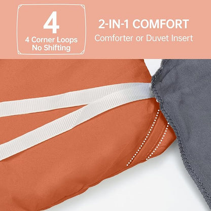 MUXHOMO Queen Comforter Set, All Season Ultra Soft Down Alternative Bedding - 3 Piece Lightweight Bed Set Includes 1 Comforter (90"x90") and 2 Pillow Shams (20"x26"), Burnt Orange