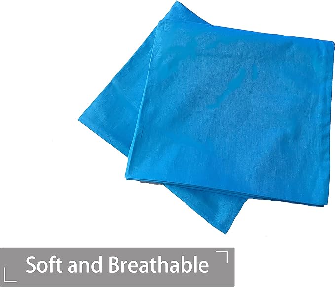 iMaylex Soft 100% Egyptian Cotton Zipper Closure Pillowcases, Cozy and Lightweight Pillow Case, Set of 2, Blue, King, 20" x 36"