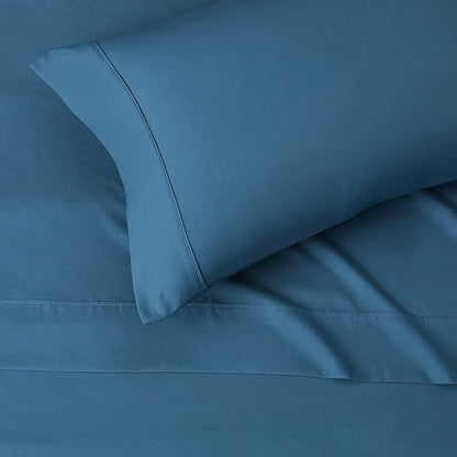Amazon Basics Lightweight Breathable Brushed Microfiber 3-Piece Bed Sheet Set with 14-Inch Deep Pockets, Wrinkle Resistant, Twin, Dark Teal, Solid