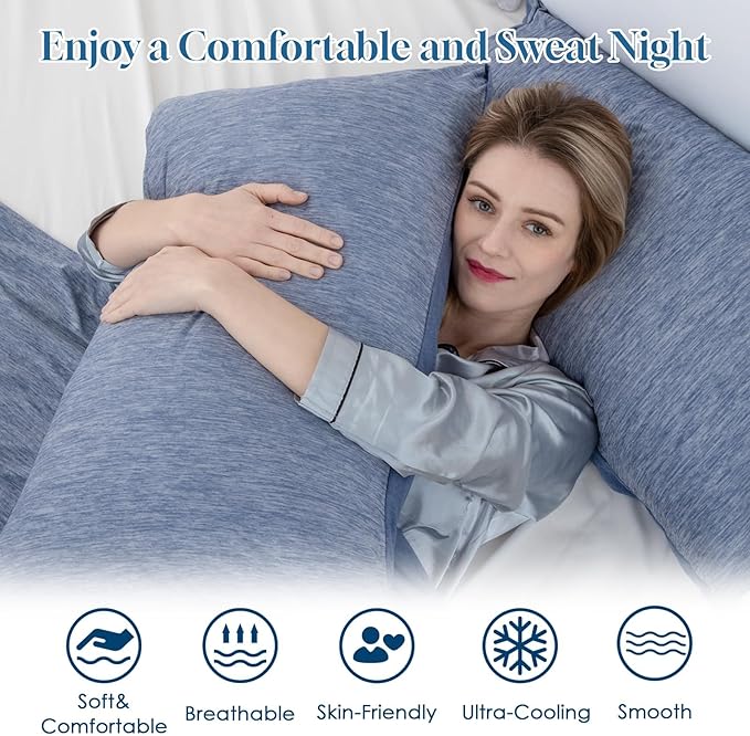 CHOSHOME Cooling Pillow Cases Zipper Pillow Covers Q-Max > 0.45 Zippered Pillowcases for Hot Sleepers, Soft, Breathable, Skin-Friendly, 2 Pack (Queen, 20"x30", Blue)