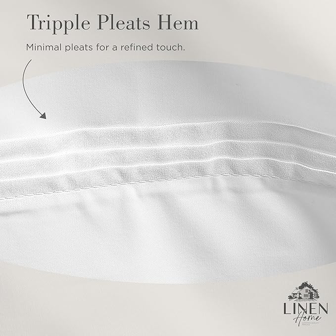 Linen Home 100% Cotton Percale Triple Pleat Hem Pillowcases King Size, White, 2 Pieces of Pillow Case, Crisp and Cool Strong Bed Linen, 20 inches X 40 inches