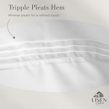 Linen Home 100% Cotton Percale Triple Pleat Hem Pillowcases King Size, White, 2 Pieces of Pillow Case, Crisp and Cool Strong Bed Linen, 20 inches X 40 inches