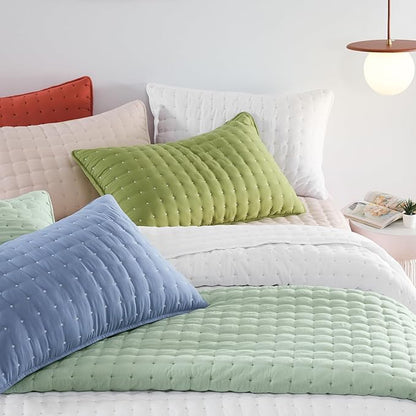 WDCOZY Beige King Size Quilt Bedding Sets with Pillow Shams, Tan Cream Lightweight Bedspread Coverlet, Quilted Blanket Thin Comforter Bed Cover, All Season Summer Spring, 3 Pieces, 104x90 inches