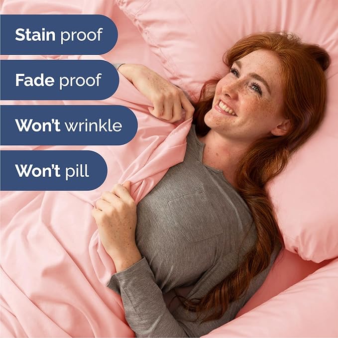 Queen 6 Piece Sheet Set - Comfy Breathable & Cooling - Ultra-Soft Hotel Luxury Bedding Set with 8-16 Inch Deep Pockets - 1 Flat & 1 Fitted Sheet & 4 Pillowcases - Wrinkle Free & Easy Care - Baby Pink