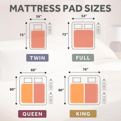 Sunbeam Electric Heated Mattress Pad Twin 75" x 39" 12 Heat Settings 12-Hour Auto Shut-Off Fast Heating Soft Cozy Fabric Deep Pocket Skirt Machine Washable