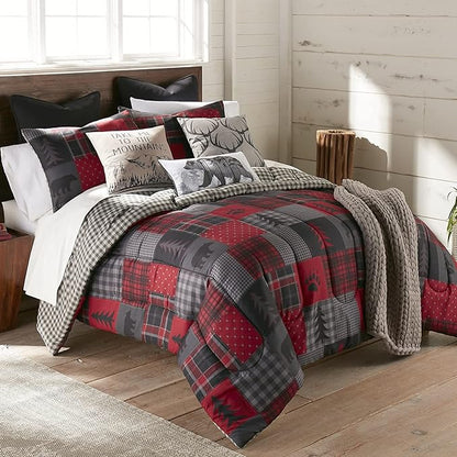 Donna Sharp King Comforter Set - 3 Piece Set - Red Forest - King Comforter and Two King Pillow Shams - Machine Washable - Perfect for Rustic Décor