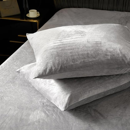 Ivellow Velvet Flannel Duvet Cover King Size Smoky Gray Duvet Cover King Velvet Comforter Cover Set Ultra Soft Breathable Cozy Velour Duvet Cover Solid Luxury Bedding Set Zipper Closure Corner Ties