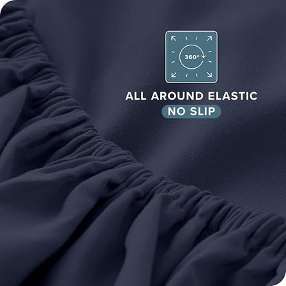 Bare Home Full Sheet Set - 1800 Ultra-Soft Microfiber Full Bed Sheets - Double Brushed - Deep Pockets - Easy Fit - 4 Piece Set - Bedding Sheets & Pillowcases (Full, Midnight Blue)