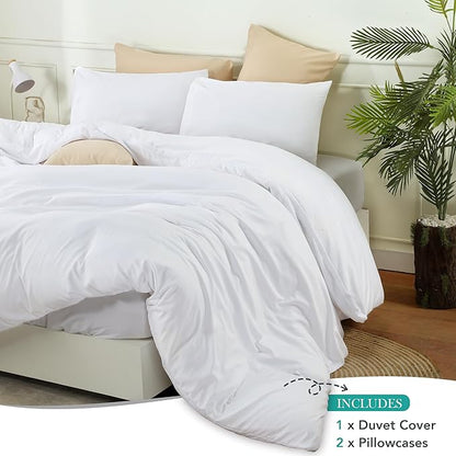 Utopia Bedding Duvet Cover Set with Pillowcases - 1 Duvet Cover with 2 Pillowcases - 20 X 36-3 Pieces Bedding Duvet Cover with Zipper Closure - Soft Brushed Microfiber (King, White)