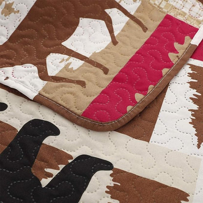 Rustic Quilt Set Full/Queen Size (90"x90") Lodge Cabin Bed Spread Lightweight Coverlet Reversible Bedding Set Deer Bear Bedspreads Wildlife Patchwork Plaid Bed Cover Country Decor With 2 Pillow Shams