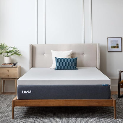 Lucid 3 Inch Bamboo Charcoal Infused Memory Foam Mattress Topper - Twin Size – Moisture and Odor Control - Ventilated - Deep Plush Feel, Pressure-Relief Bed Topper – CertiPur Certified