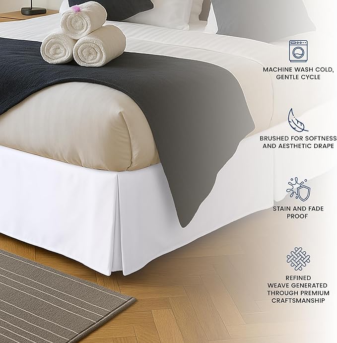 Utopia Bedding Full Bed Skirt - Soft Quadruple Pleated Ruffle - Easy Fit with 16 Inch Tailored Drop - Hotel Quality, Shrinkage and Fade Resistant (Full, White)