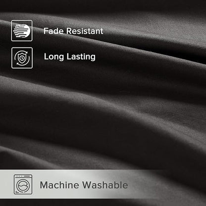 Comfort Spaces 100% Cotton Sheets Full, Breathable & Ultra Soft Cotton Sheets, Naturally Cool Cotton Bed Sheets with 14" Elastic Pocket Fits up to 16" Mattress, All Season Sheet Set, Black 4 Piece