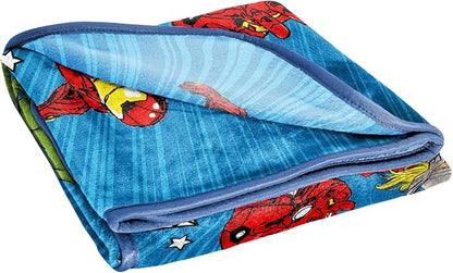 Jay Franco Kids Plush Throw Blanket – Soft & Cozy Fleece Throw for Bedroom & Couch Décor, Official Licensed Product, Blue - Avengers, 46x60 - Throw Blanket