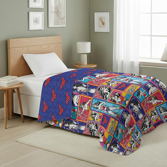 Northwest Warner Bros Wonder Woman Wonder Pop Quilted Throw Blanket, Comfy Throw, Adults Boys Girls, Soft Lightweight Bedding for Bed, or Couch, 60 x 80 inches