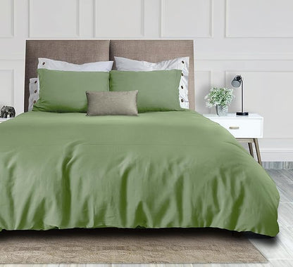 White Classic Sage Green Duvet Cover King Size, Microfiber Duvet Cover with Zipper, Duvet Cover Set with 2 Pillow Shams, Luxury Soft Comforter Cover King Size, 104 x 90 | Comforter Not Included