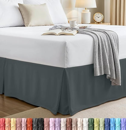 Utopia Bedding King Bed Skirt - Soft Quadruple Pleated - Easy Fit with 16 Inch Tailored Drop - Hotel Quality, Shrinkage and Fade Resistant (King, Grey)