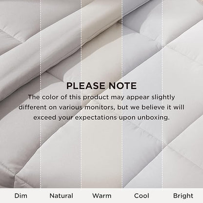 Bedsure Comforter Duvet Insert - Quilted Comforters Cal King Size, All Season Duvet, Down Alternative Bedding, with 8 Tabs, Gifts for Women/Men, Light Grey,Alaskan King 130x120 Inches