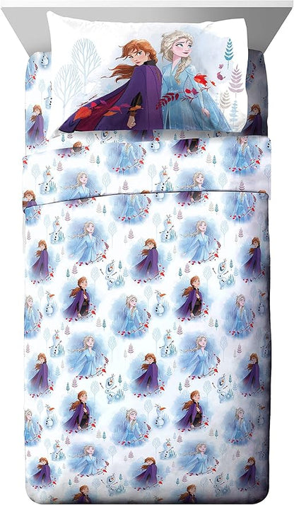 Jay Franco Kids Sheet Set with Fitted, Flat Sheets & Pillow Cover - Ultra-Soft Bedding with Pillowcase for Room Decor, Multi - Frozen, 3 Piece Twin